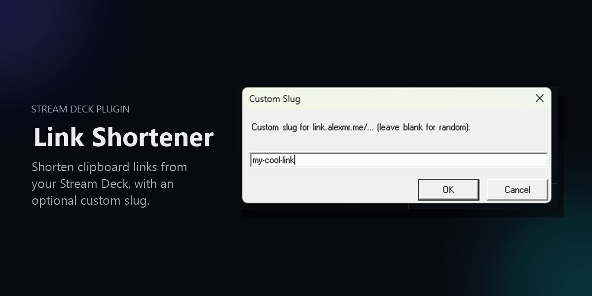 Link Shortener Stream Deck plugin custom slug dialog